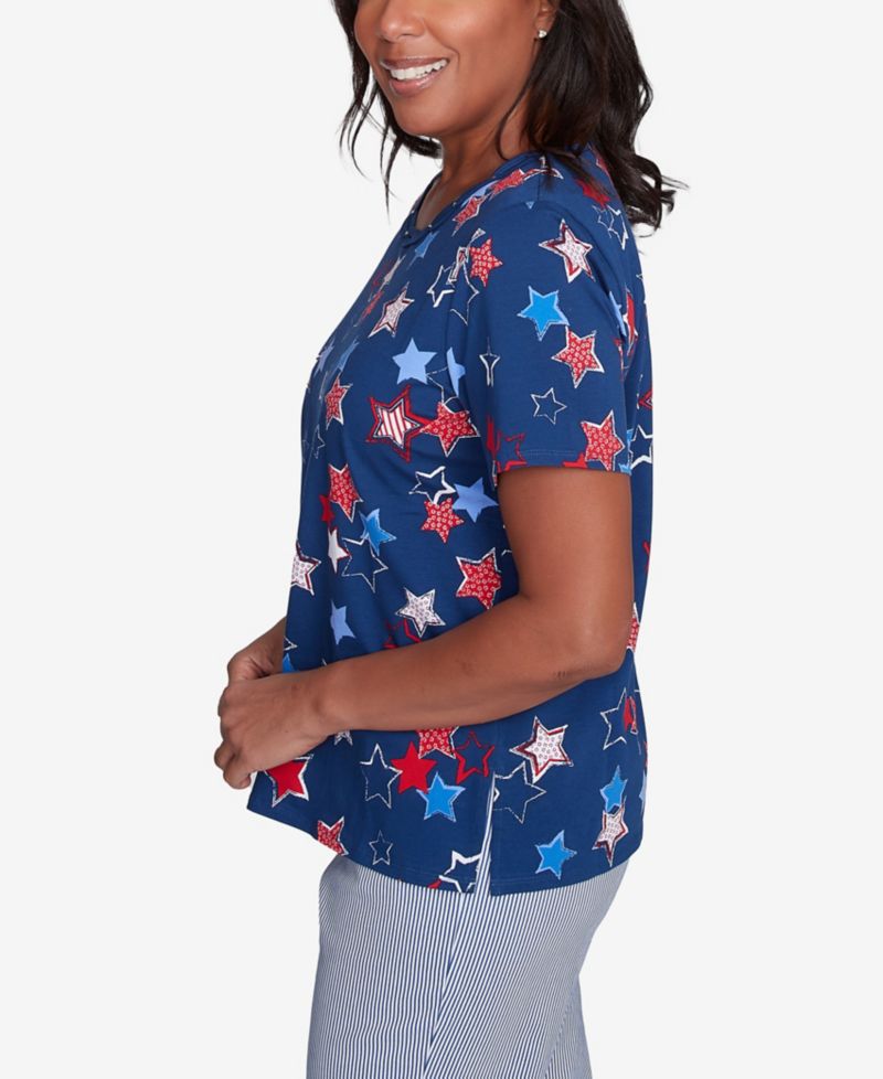 Women's Crew Neck Star Studded Top
