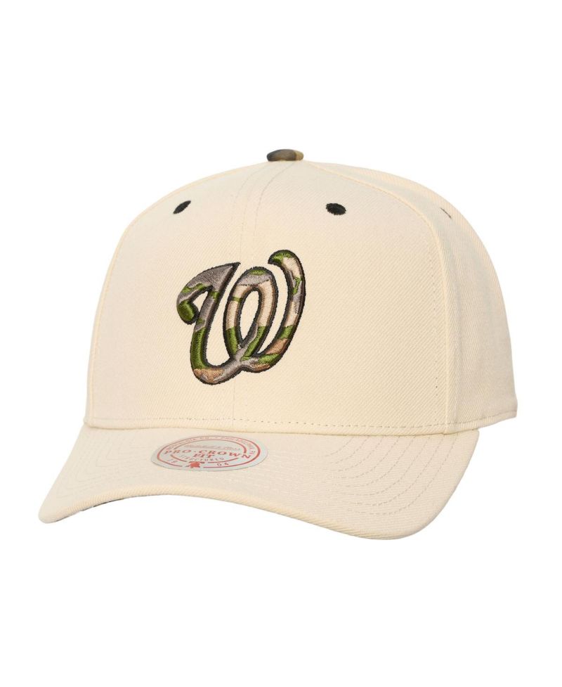 Men's and Women's Cream Washington Nationals Camo Logo Pro Crown Snapback Hat
