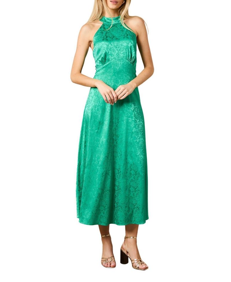 Women's Bias Halterneck Midi Dress