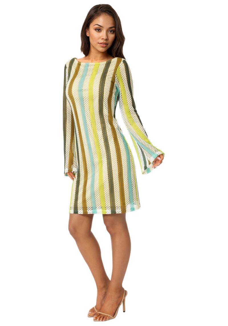 Women's Stripe Long Sleeve Slim Dress