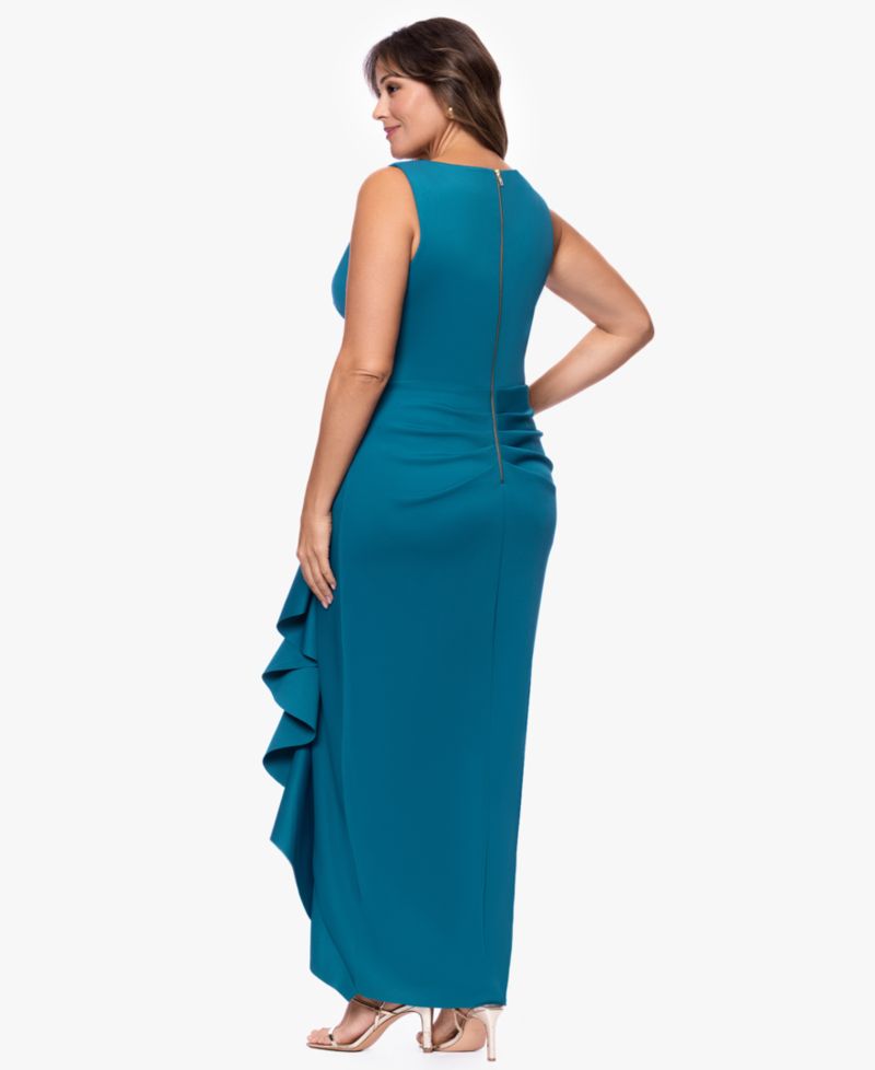 Plus Size V-Neck Peacock Dress