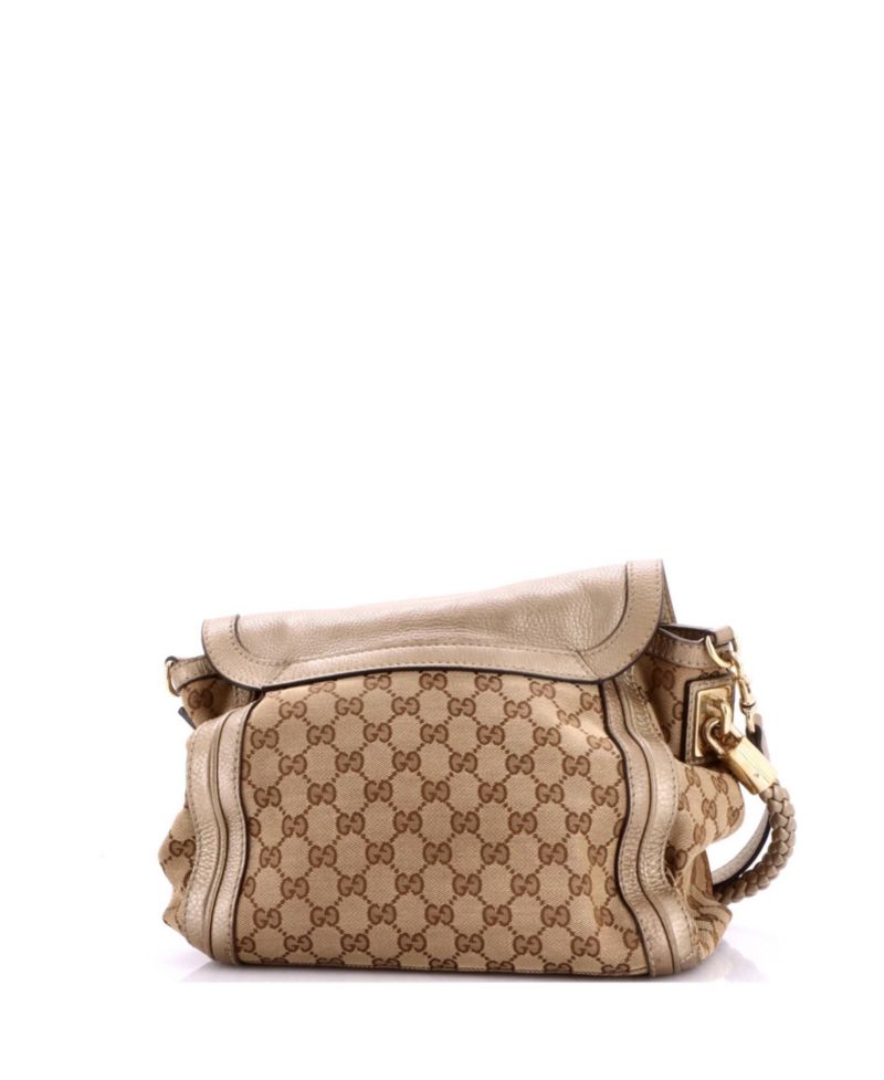 Medium Bella Flap Shoulder Bag GG Canvas with Leather