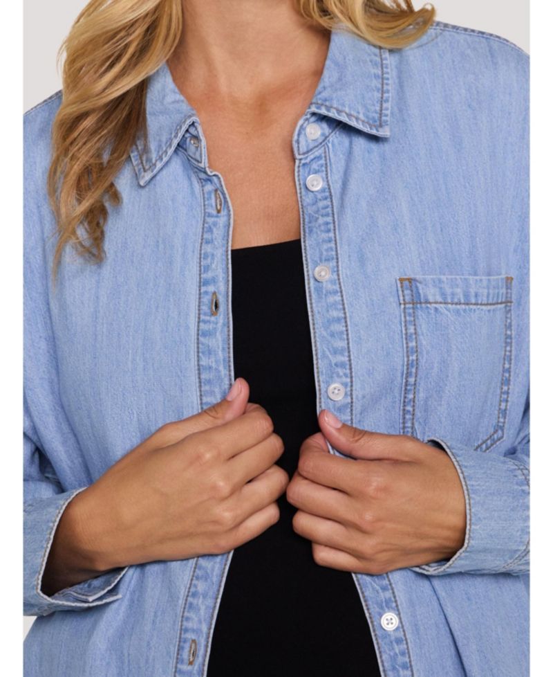 Women's Long Sleeve Button-Up Denim Shirt - Motherhood