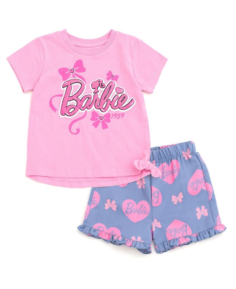 Little Girls Peplum T-Shirt and Shorts Outfit Set