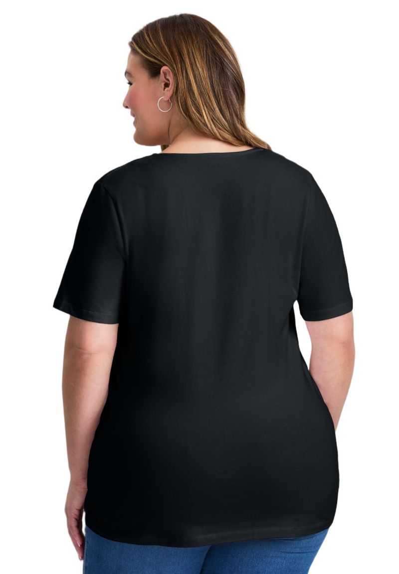 Women's Plus Size Lacing Detail Tunic Tee