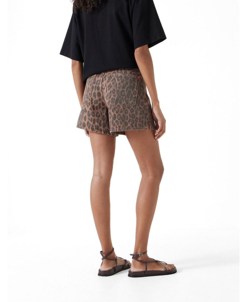 Women's Leopard Print Essential Denim Shorts 'inseam: 3.94'