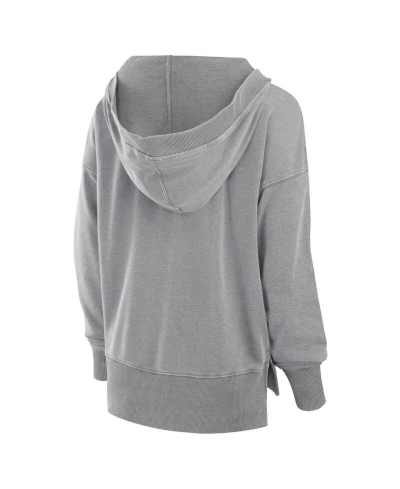 Women's Heather Gray Cleveland Browns Initiative Snow Wash French Terry V-Neck Pullover Hoodie