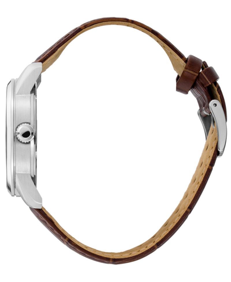 Men's Solar Essentials Brown Leather Strap Watch 40mm