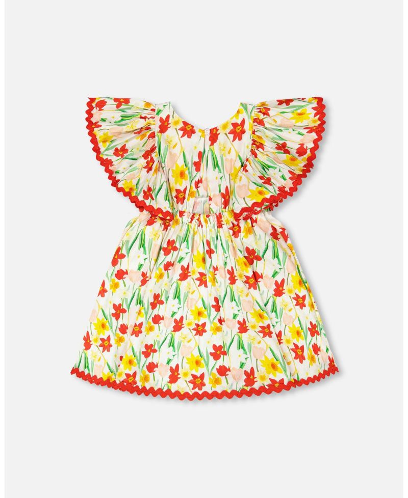 Toddler Girls Viscose Dress Daffodil Print