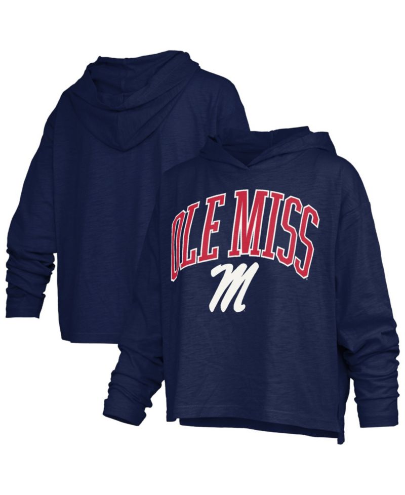 Women's Ole Miss Rebels Nelson Arch Over Logo Slub Oversized Long-Sleeve Hooded T-Shirt