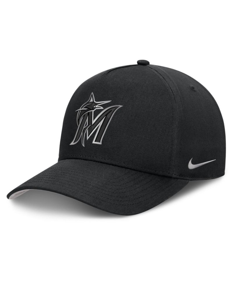 Men's Black Miami Marlins Rise Dri-FIT A-Frame Adjustable Hat