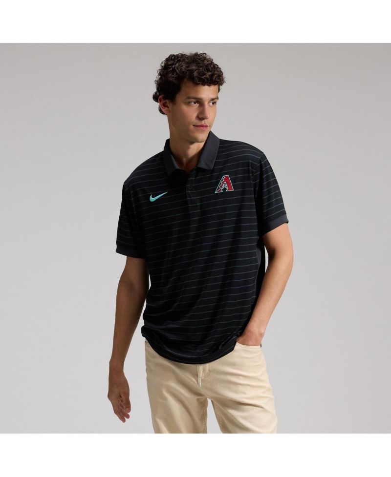 Men's Black Arizona Diamondbacks Authentic Collection Striped Victory Dri-FIT Polo Shirt