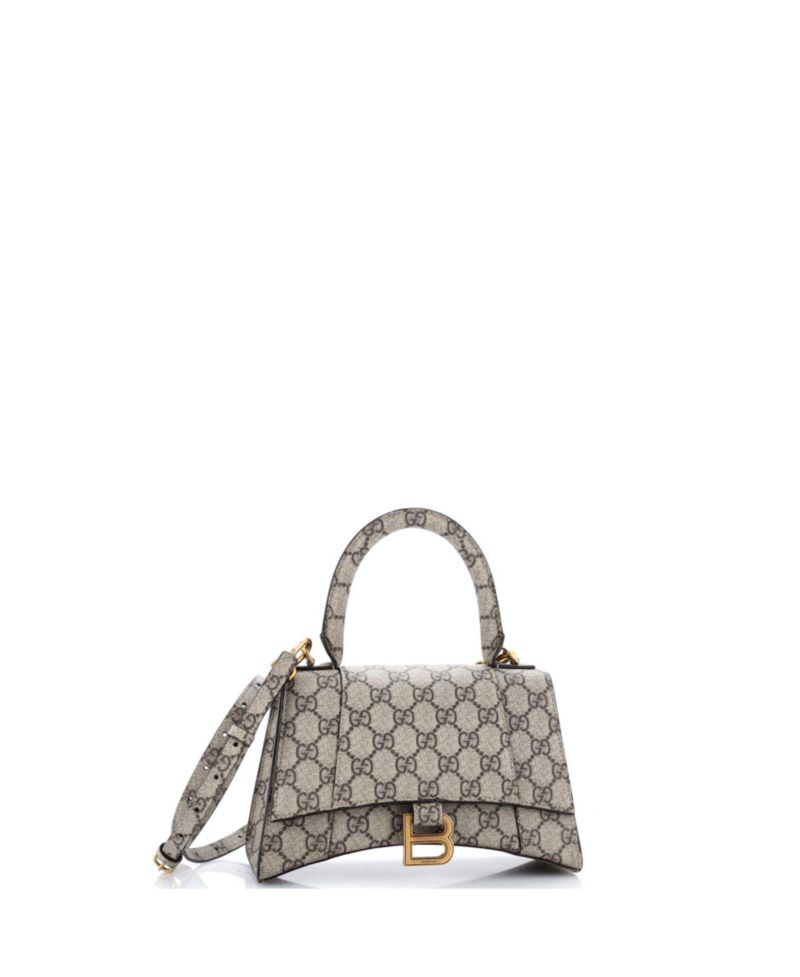 Small x Balenciaga The Hacker Project Hourglass Top Handle Bag GG Coated Canvas