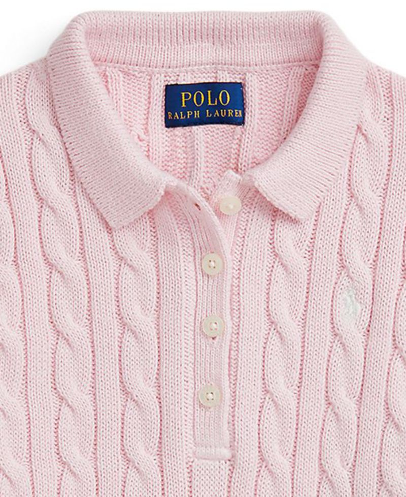 Girls' 2T-6X Cable-Knit Polo Sweater Dress
