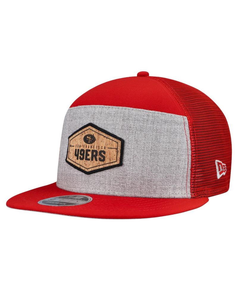 Men's Gray/Scarlet San Francisco 49ers Cork Split Panel 9FIFTY Trucker Snapback Hat