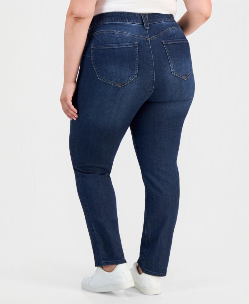 Plus Size Mid-Rise Straight-Leg AbSolution Jeans