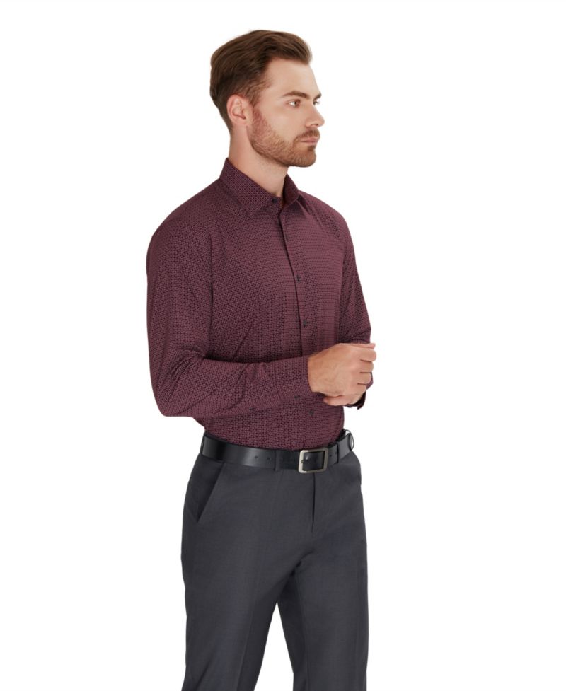Men's Slim-Fit Spread Collar Dress Shirt