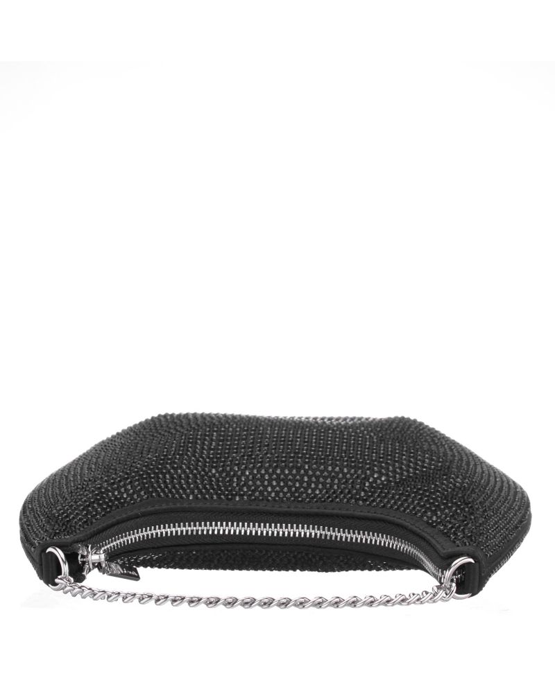 All Over Crystal Crescent Moon Crossbody Bag