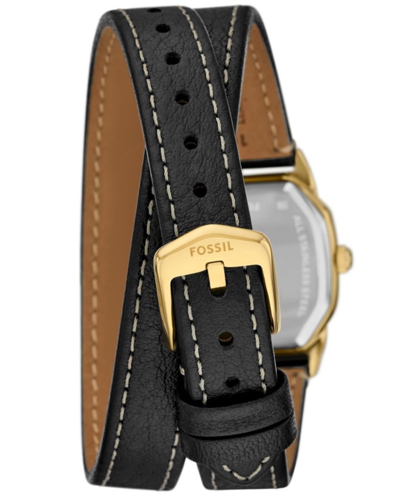 Women's Harlow Three-Hand Black Leather Watch, 27mm