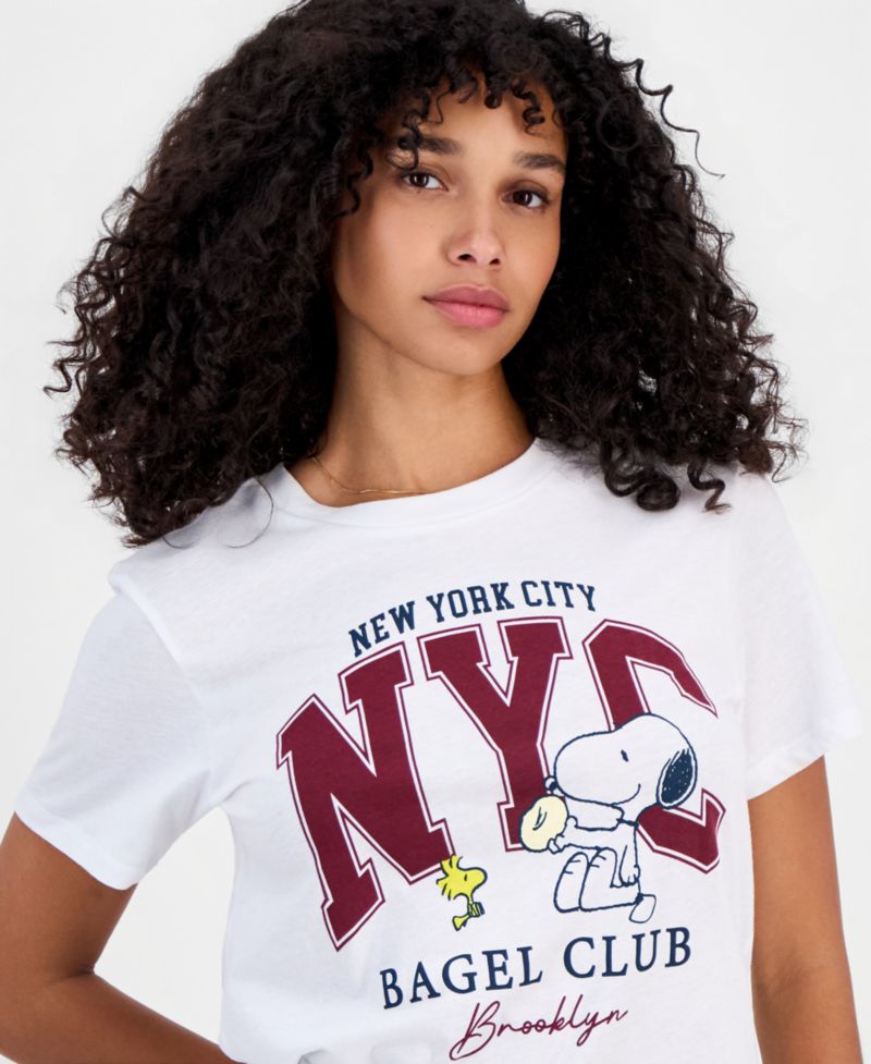 Juniors' Snoopy Bagel Club T-Shirt