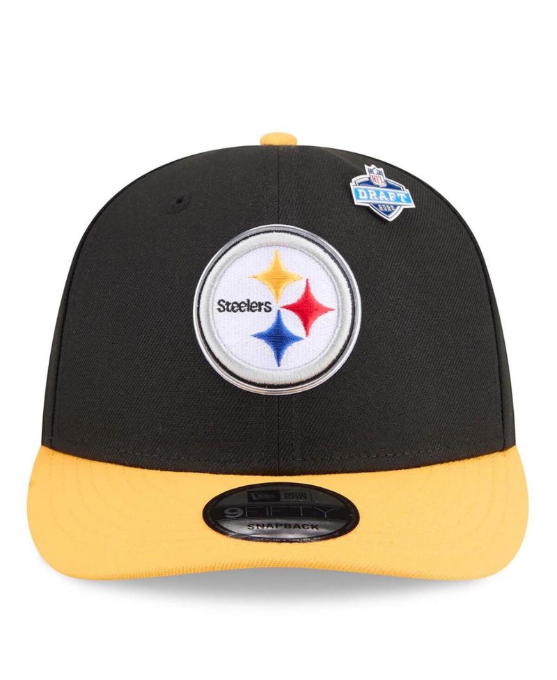 Men's Black/Gold Pittsburgh Steelers 2026 NFL Draft On Stage Pre-Curved 9FIFTY Snapback Hat