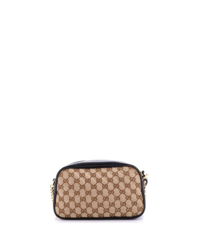 Small GG Marmont Shoulder Bag Diagonal Quilted GG Canvas with Leather