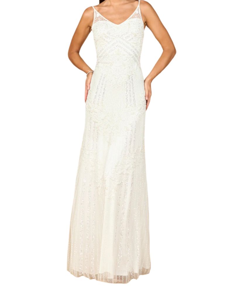 Women's Beaded Gown with Cowl Back
