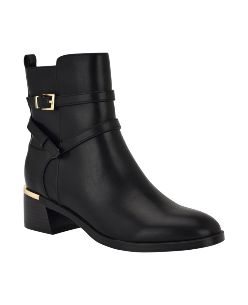 Women's Jasen Buckle Strap Block Heel Booties