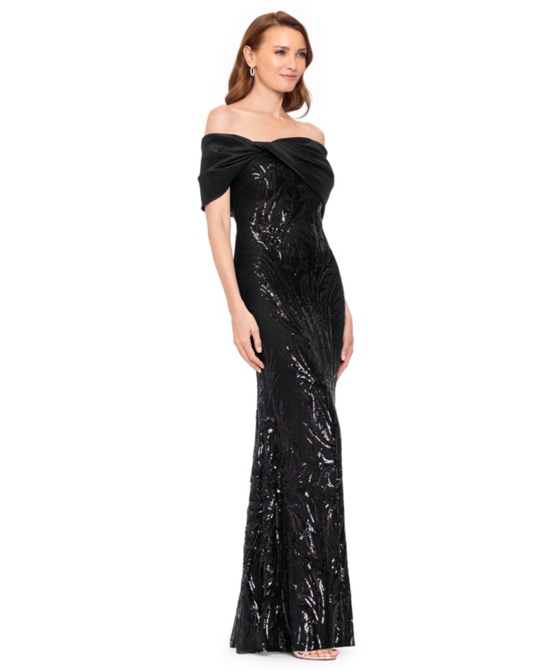 Women's Sequin Off-the-Shoulder Gown
