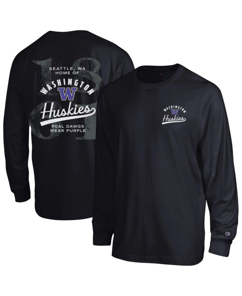 Men's Black Washington Huskies Laminated All-Star Long Sleeve T-Shirt