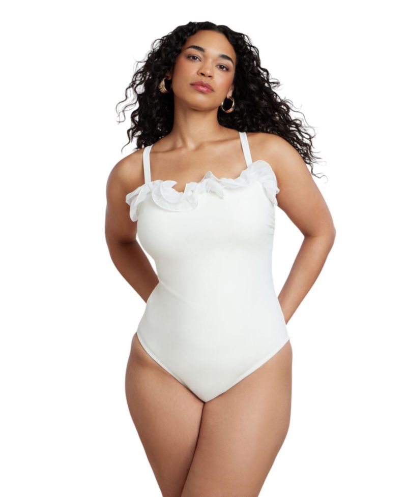 Women's Plus Size Ruffle Detail One Piece Swimsuit