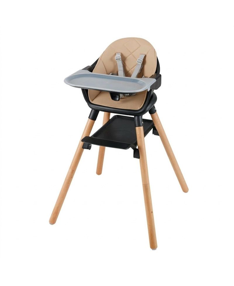 Baby 6-in-1 Beech Wood Convertible High Chair with Adjustable Footrest and Double Tray