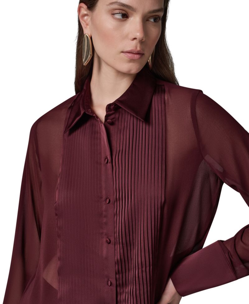 Women's Long-Sleeve Sheer Blouse