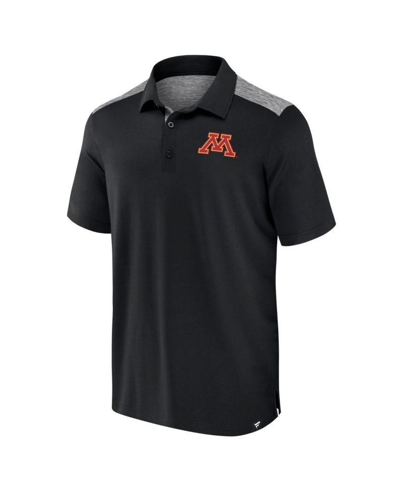 Men's Black Minnesota Golden Gophers Iconic Brushed Blocked Polo Shirt