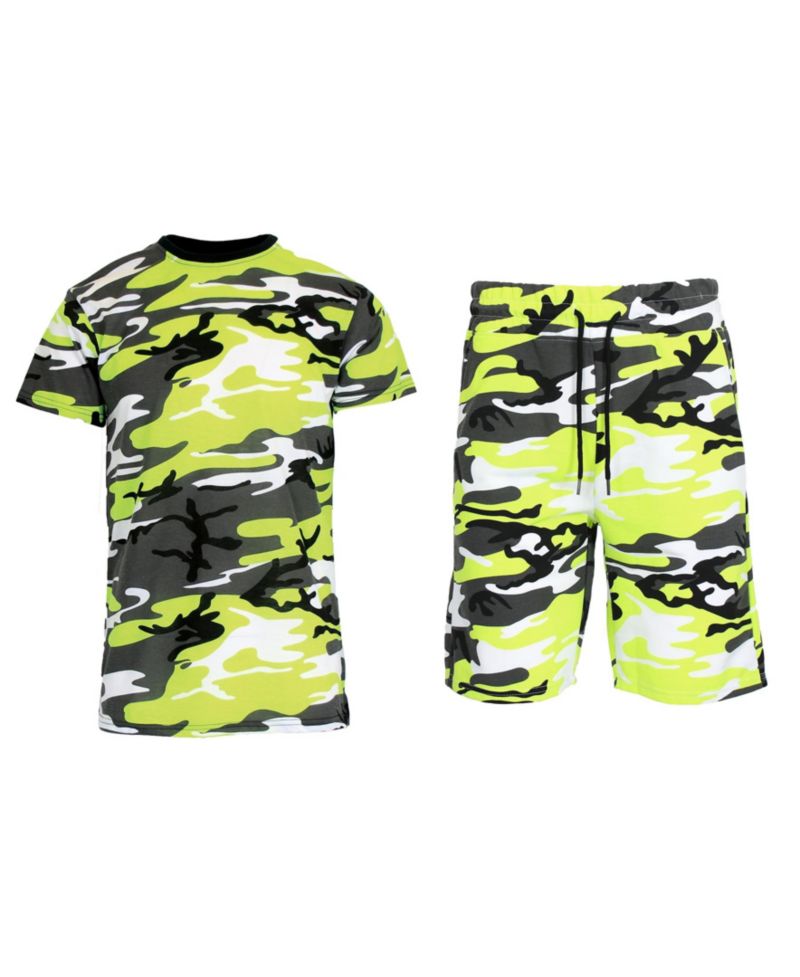 Men's Camo Short Sleeve T-shirt and Shorts, 2-Piece Set