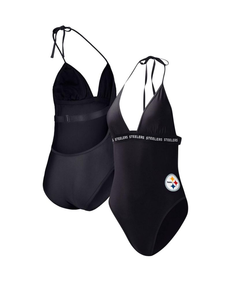 Women's Black Pittsburgh Steelers Full Count One-Piece Swimsuit