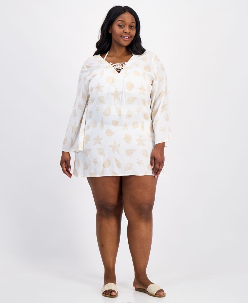 Plus Size Printed Tunic Cover-Up Swim Dress