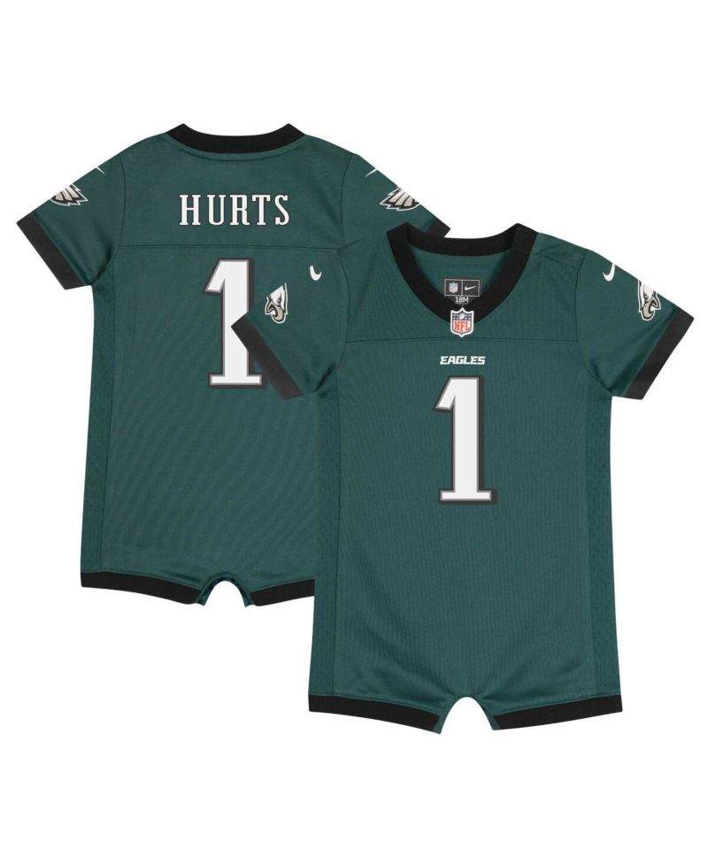 Newborn and Infant Boys and Girls Jalen Hurts Midnight Philadelphia Eagles Game Romper Jersey