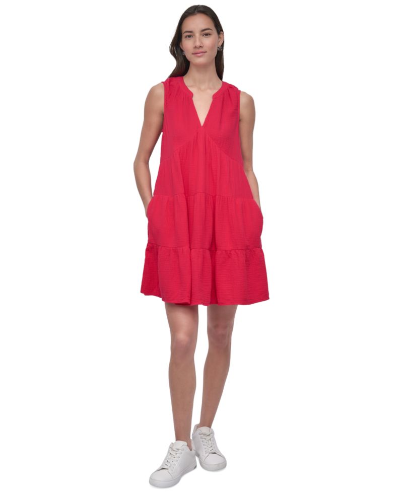 Women's Double Crepe Gauze Sleeveless Mini Dress