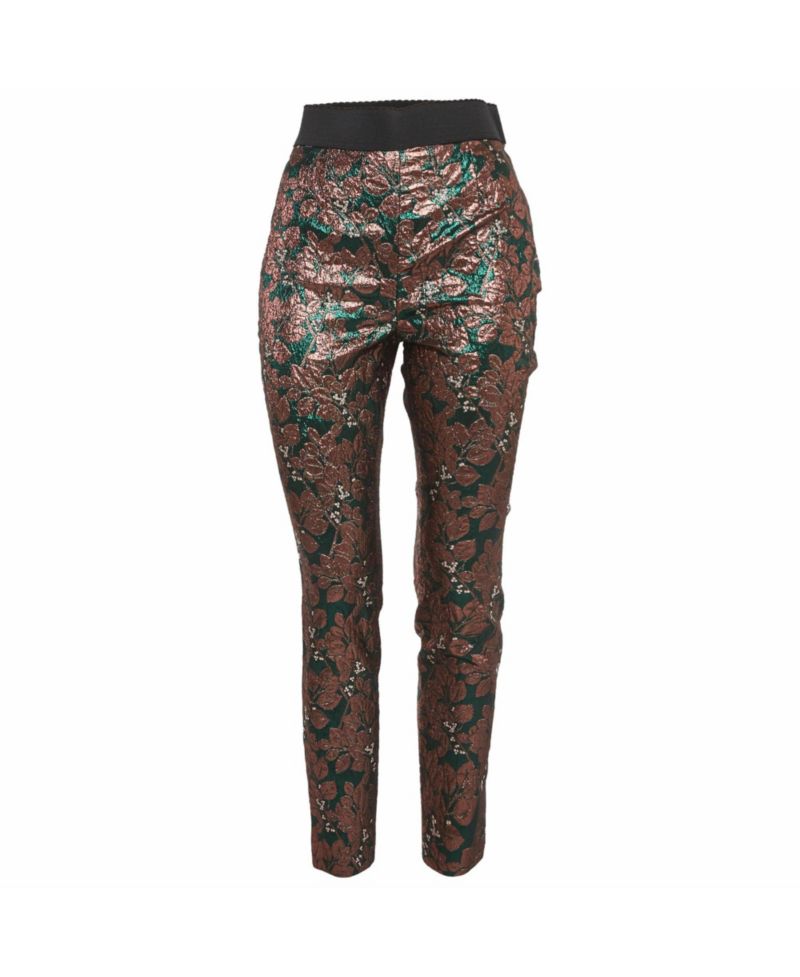 Women's Metallic Brocade Cigarette Pants