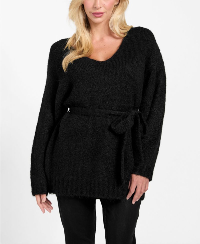 Women's Kiyoka V-Neck Tie-Waist Long-Sleeve Sweater