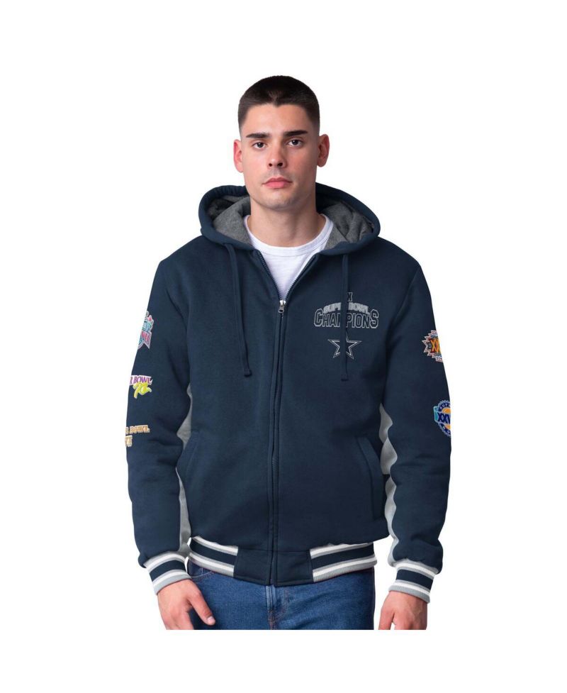 Men's Navy Dallas Cowboys No Huddle Commemorative Full-Zip Hoodie Jacket