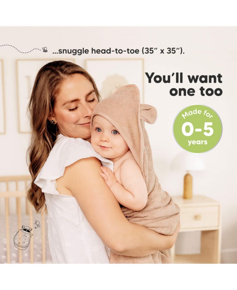 2pk Snuggle Baby Towels with Hood for Newborn Girls, Boys, Toddlers, Soft & Absorbent Hooded Baby Bath Towels