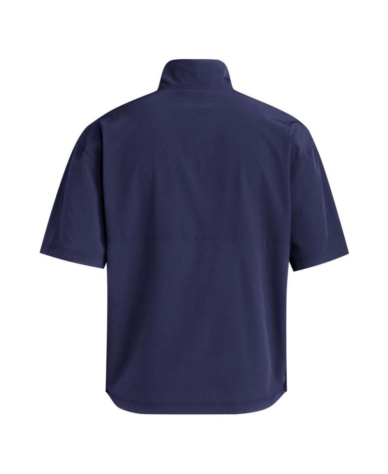 Men's Navy Georgia Tech Yellow Jackets Woven Quarter-Zip Short Sleeve Pullover Hoodie