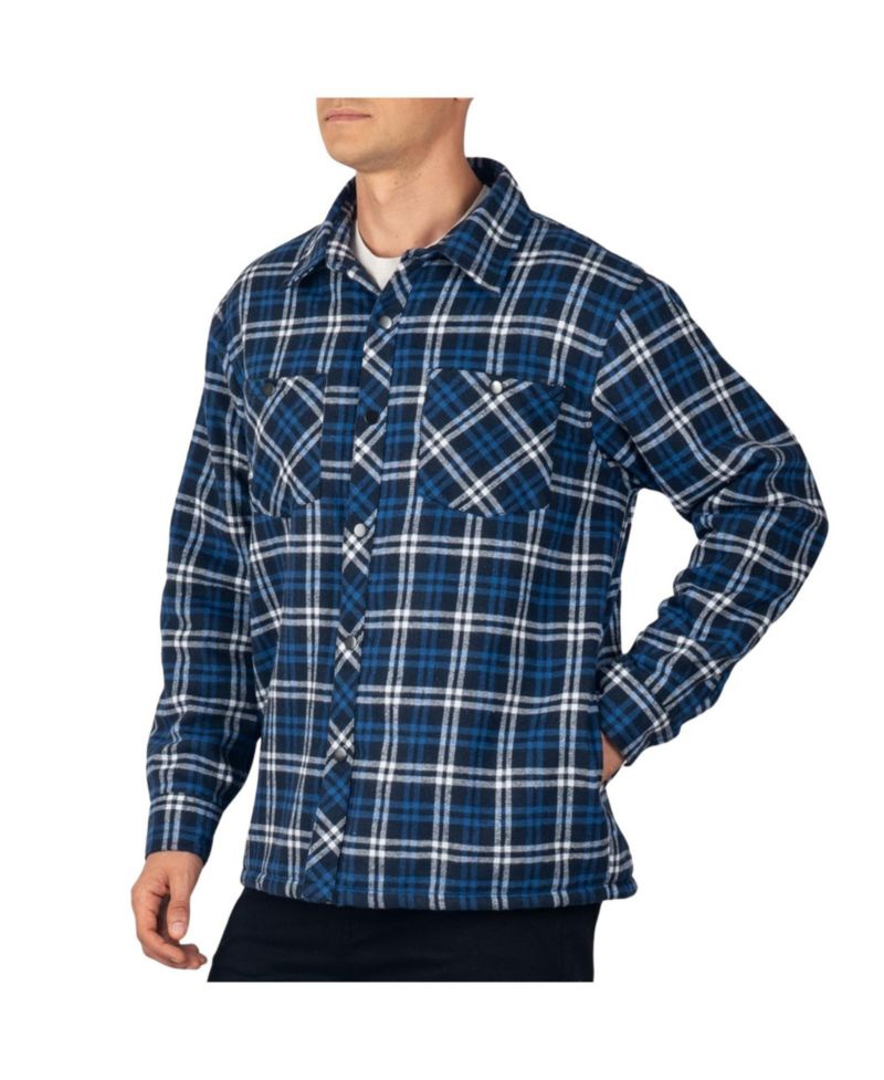 Men's Josh Plaid Fleece-Lined Snap-Button Flannel Shirt Jacket