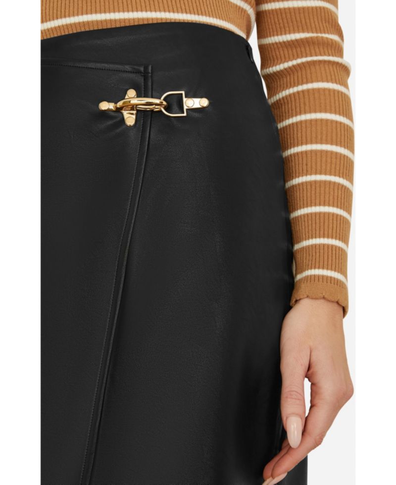 Women's Faux Leather Wrap Mini Skirt