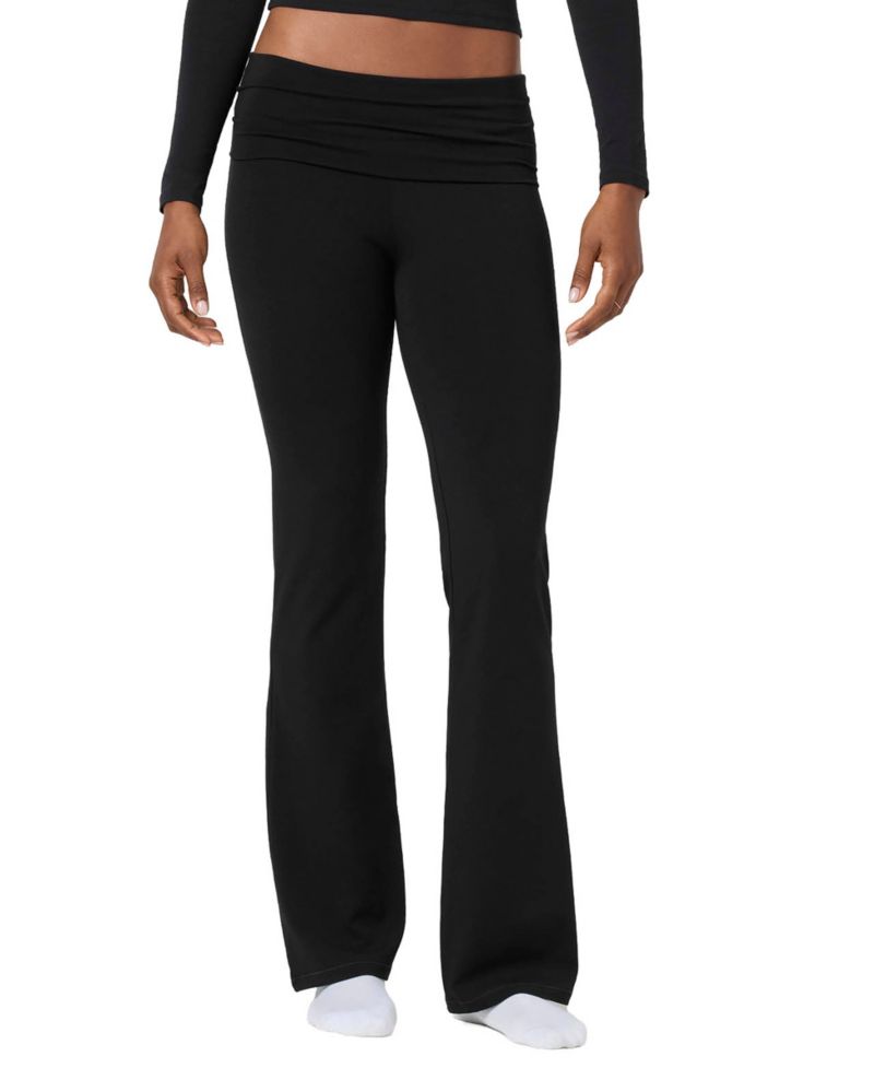 Women's Fold Down Fit & Flare Cotton-Blend Yoga Pants