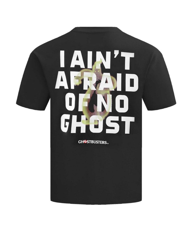 Men's and Women's Black Ghostbusters Afraid of No Ghosts Dropped Shoulder T-Shirt