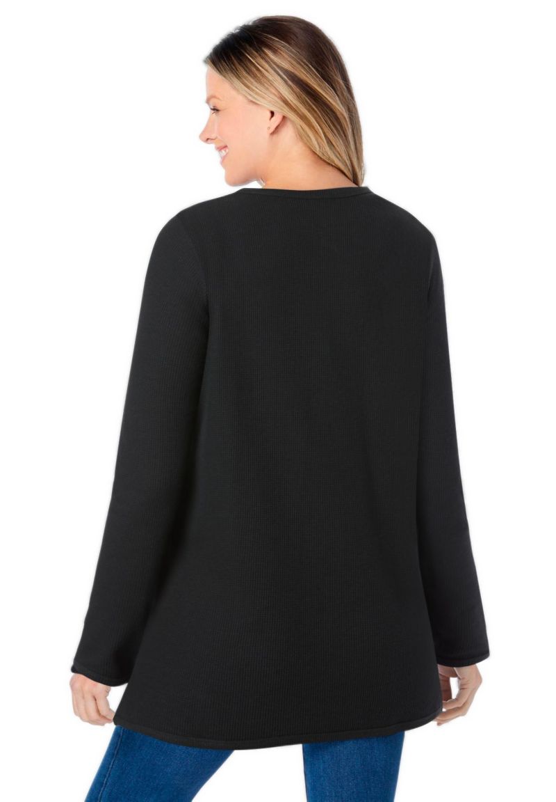 Plus Size Within Long-Sleeve Crewneck Soft Waffle Knit Thermal Shirt