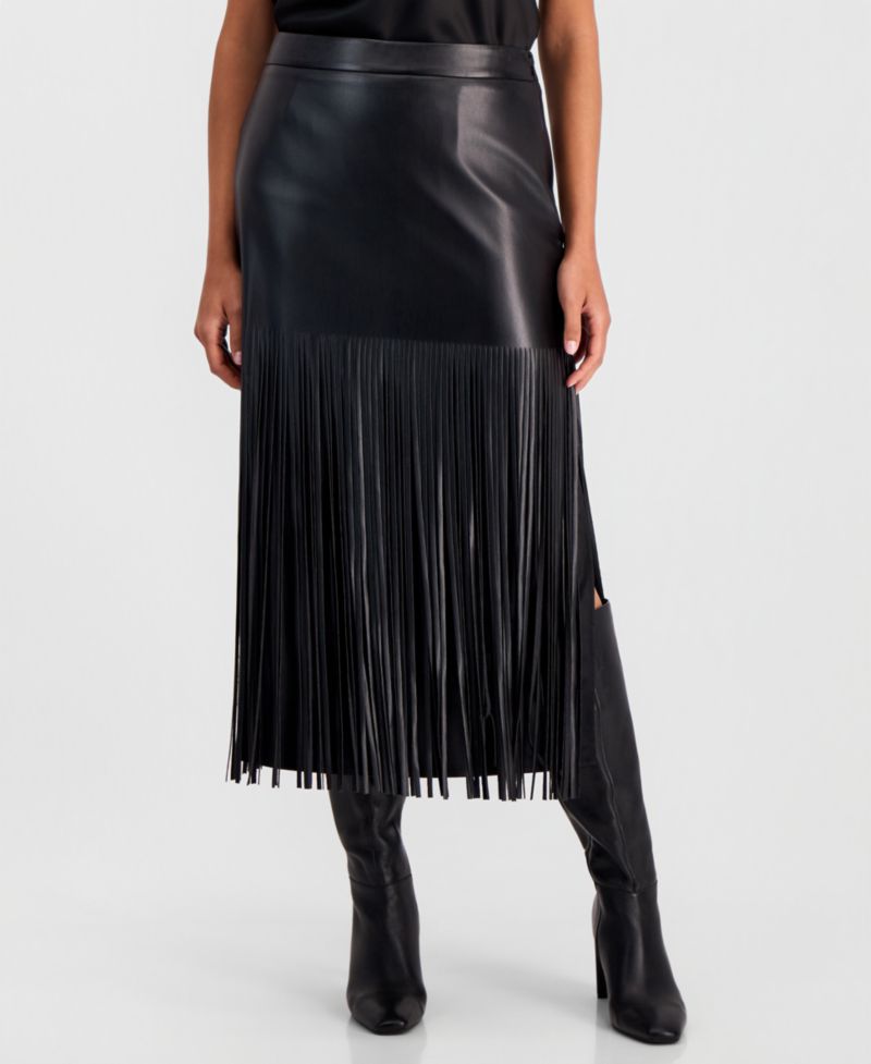 Women's Kaia High-Waisted Polyester Fringe Skirt